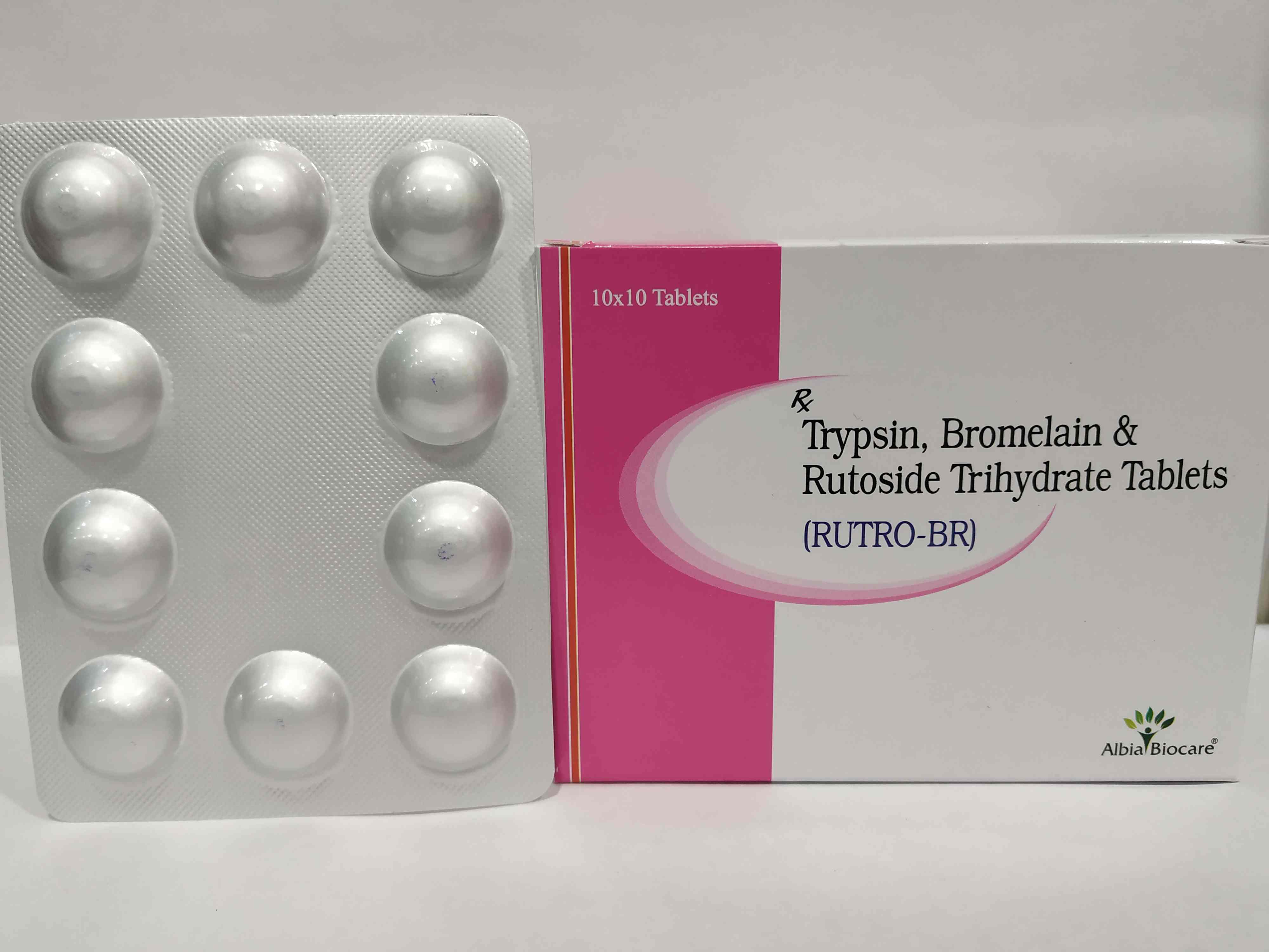 RUTRO-BR TAB. | Trypsin 48mg + Bromelain 90mg + Rutoside 100mg (Alu-Alu)